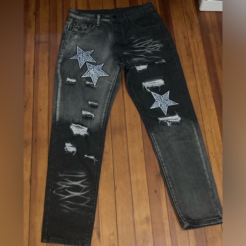 Blk graphic jeans Size 30x30